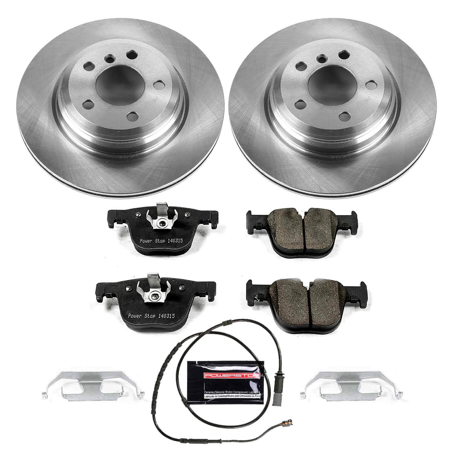 Power Stop KOE6667 Autospecialty 1-Click Daily Driver Plain Rotor Rear Brake Kit for 2012-2020 BMW 328I product image
