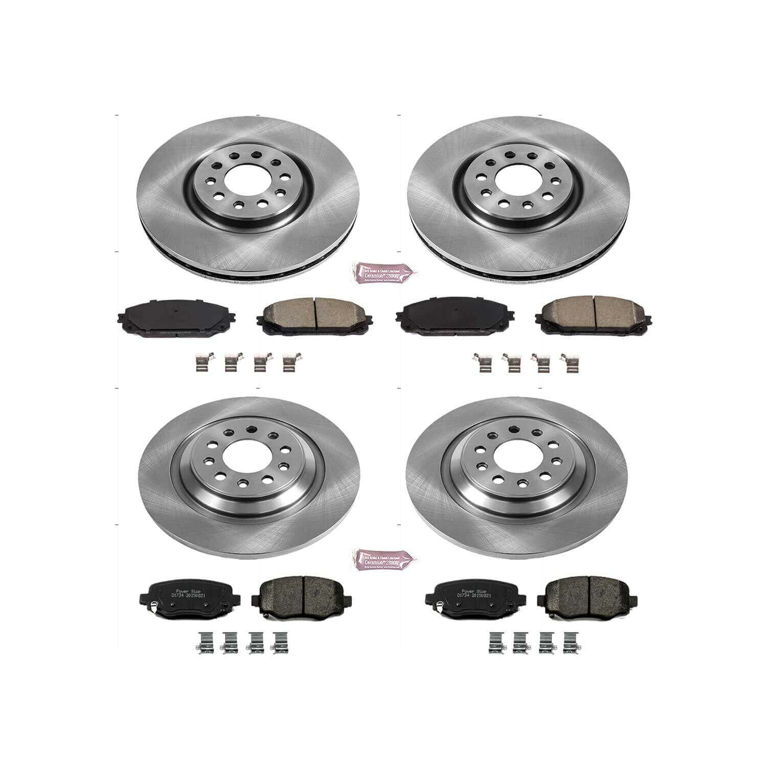 Power Stop KOE7415 Autospecialty 1-Click Daily Driver Plain Rotor Front And Rear Brake Kit for 2016-2023 Jeep Cherokee product image