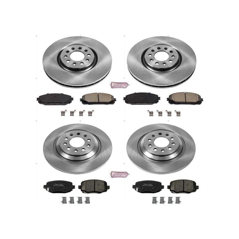 Power Stop KOE7415 Autospecialty 1-Click Daily Driver Plain Rotor Front And Rear Brake Kit for 2016-2023 Jeep Cherokee product image