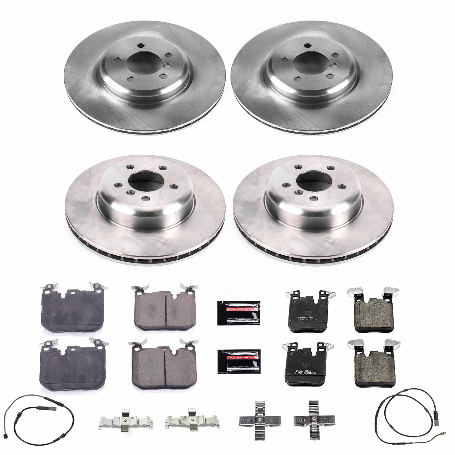 Power Stop KOE7436 Autospecialty 1-Click Daily Driver Plain Rotor Front And Rear Brake Kit for 2012-2020 BMW 335I product image