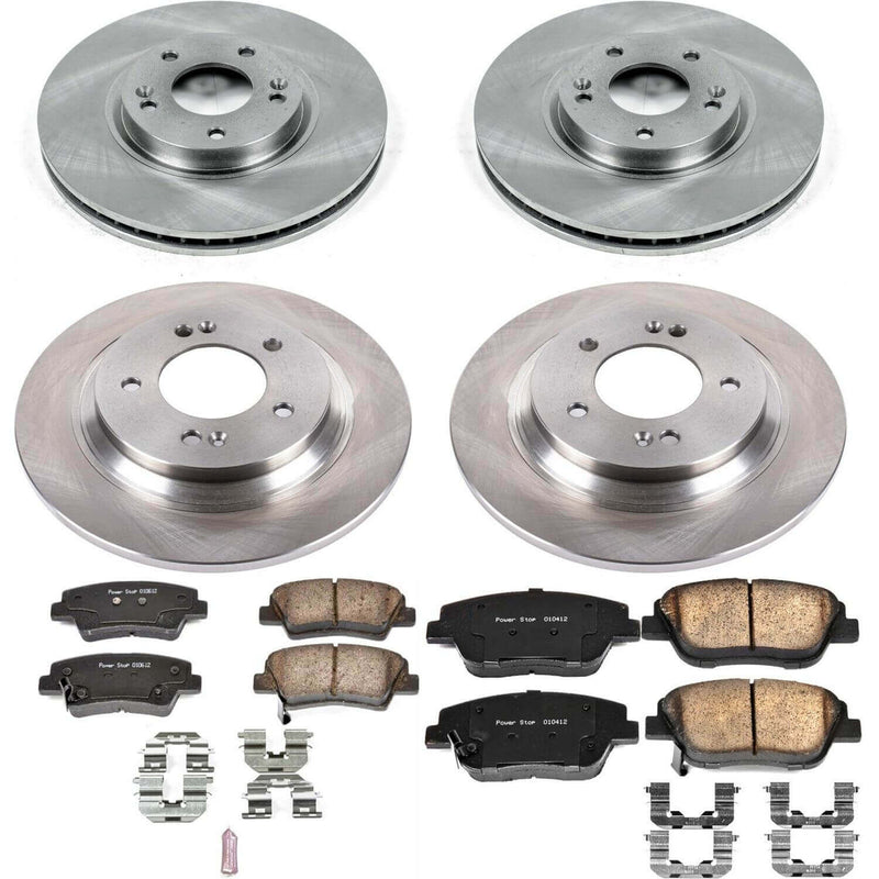 Power Stop KOE7504 Autospecialty 1-Click Daily Driver Plain Rotor Front And Rear Brake Kit for 2014-2016 Kia Optima product image