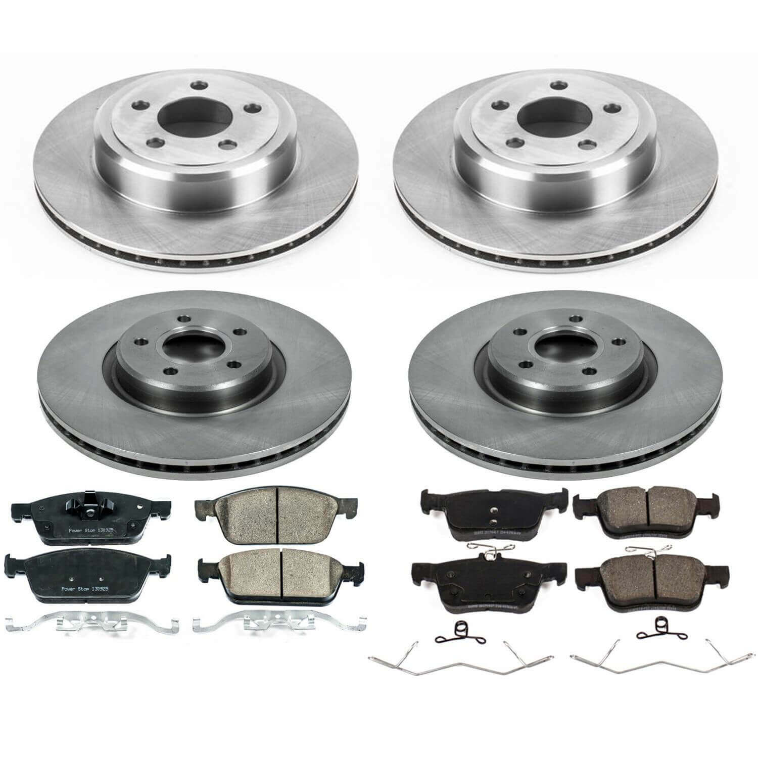 Power Stop KOE7570 Autospecialty 1-Click Daily Driver Plain Rotor Front And Rear Brake Kit for 2017 Ford Escape product image