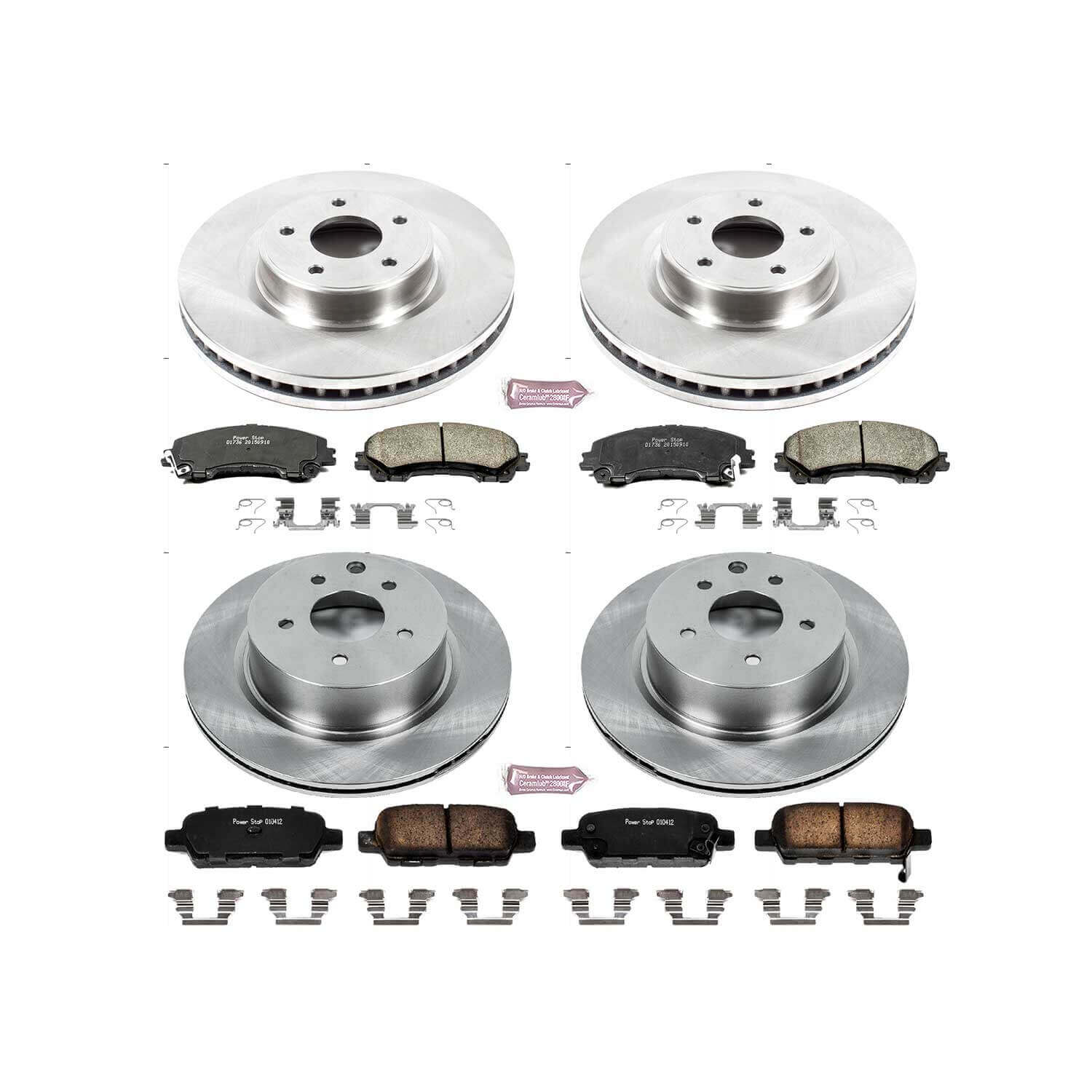 Power Stop KOE7584 Autospecialty 1-Click Daily Driver Plain Rotor Front And Rear Brake Kit for 2016-2024 Infiniti QX50 product image
