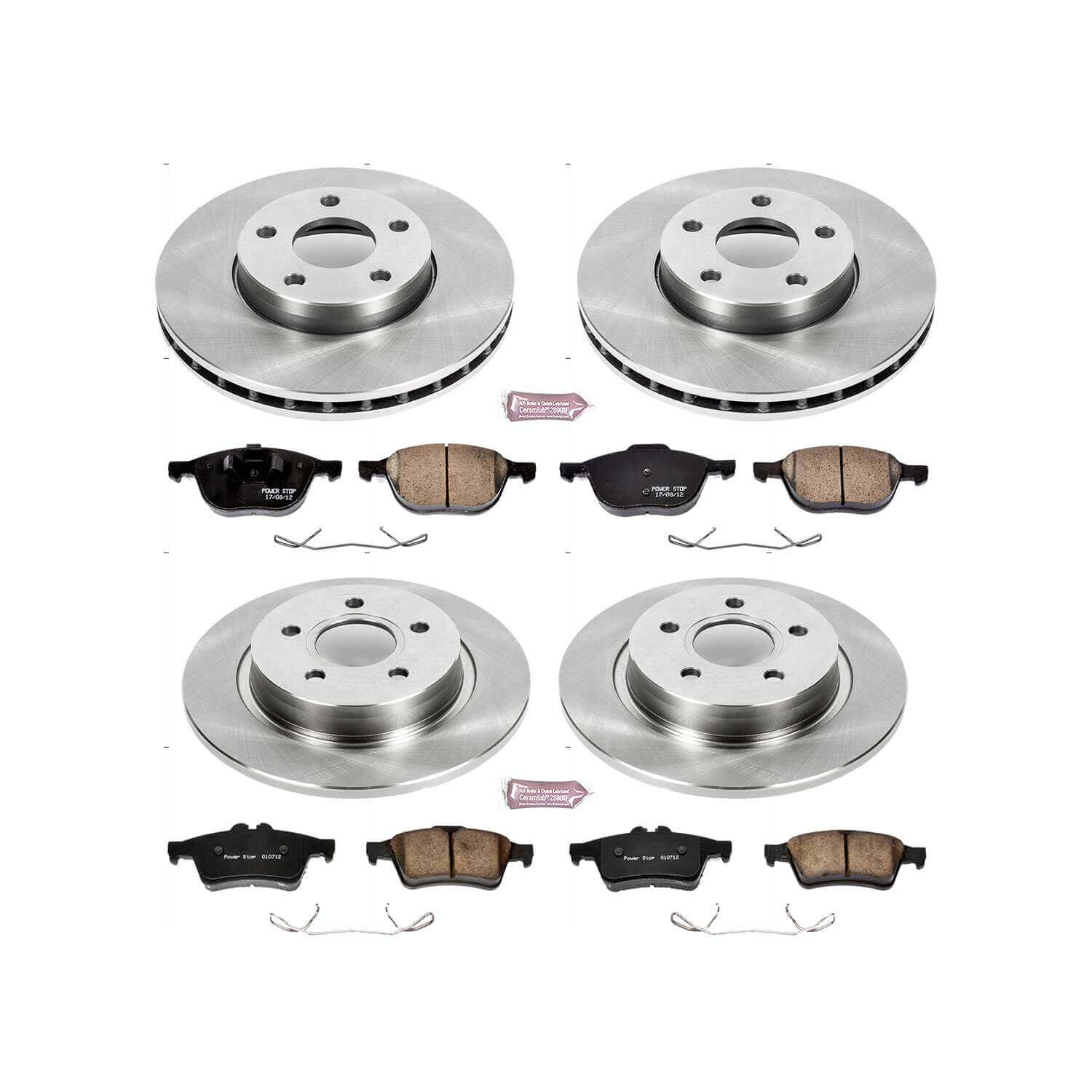 Power Stop KOE7635 Autospecialty 1-Click Daily Driver Plain Rotor Front And Rear Brake Kit for 2004-2013 Volvo C30 product image
