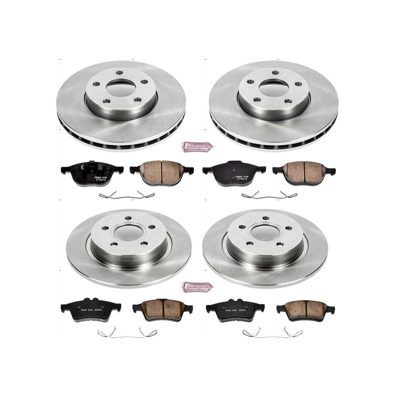 Power Stop KOE7635 Autospecialty 1-Click Daily Driver Plain Rotor Front And Rear Brake Kit for 2004-2013 Volvo C30 product image