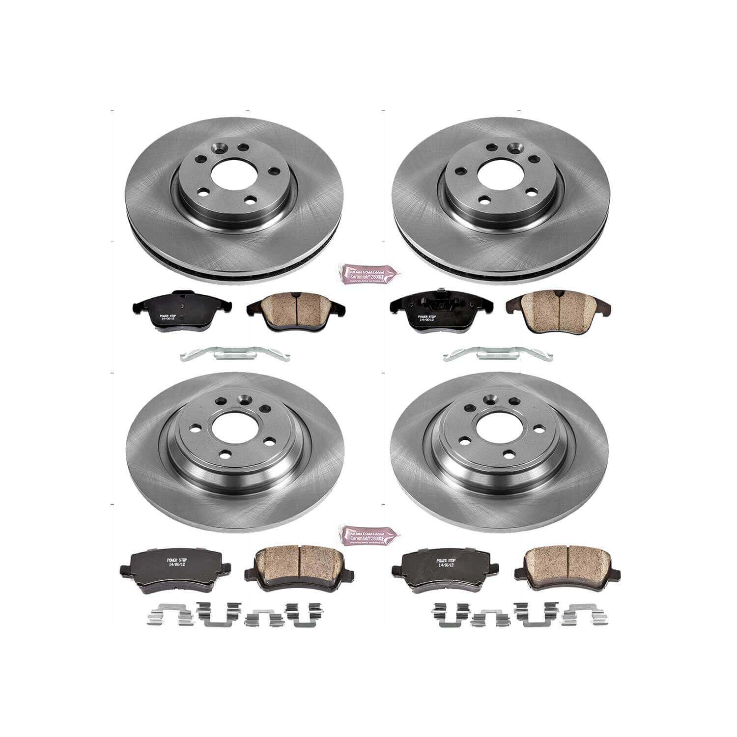 Power Stop KOE7636 Autospecialty 1-Click Daily Driver Plain Rotor Front And Rear Brake Kit for 2008-2018 Volvo S60 product image