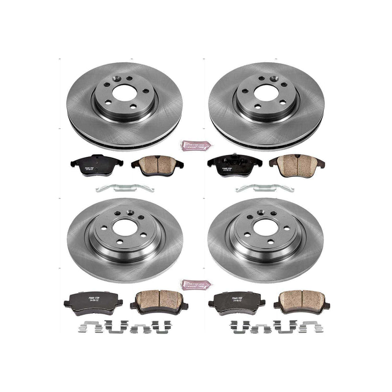 Power Stop KOE7636 Autospecialty 1-Click Daily Driver Plain Rotor Front And Rear Brake Kit for 2008-2018 Volvo S60 product image