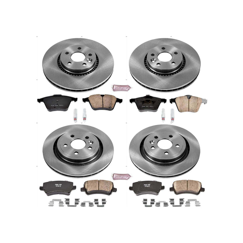 Power Stop KOE7637 Autospecialty 1-Click Daily Driver Plain Rotor Front And Rear Brake Kit for 2008-2018 Volvo S60 product image