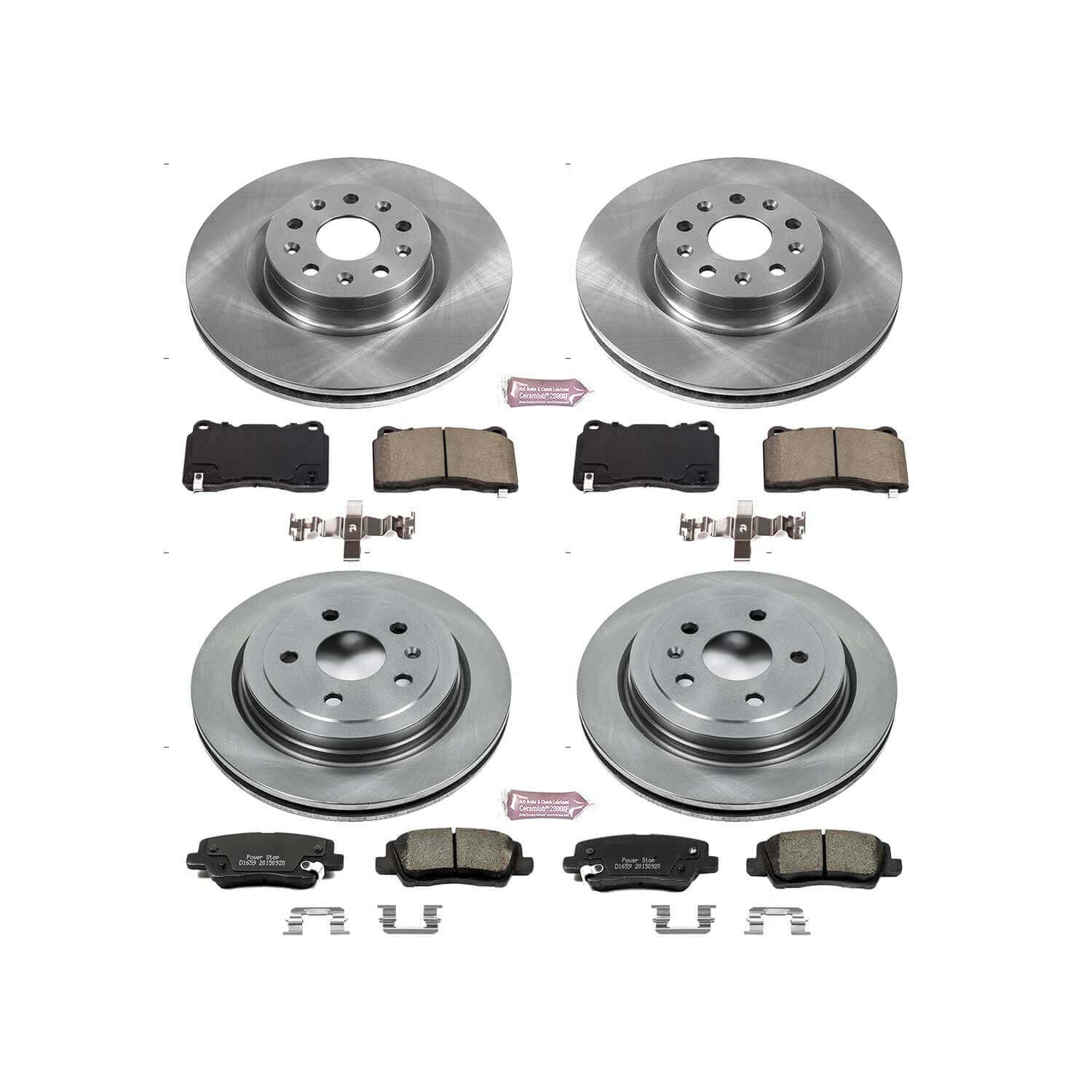 Power Stop KOE7817 Autospecialty 1-Click Daily Driver Plain Rotor Front And Rear Brake Kit for 2014-2018 Cadillac Cts product image