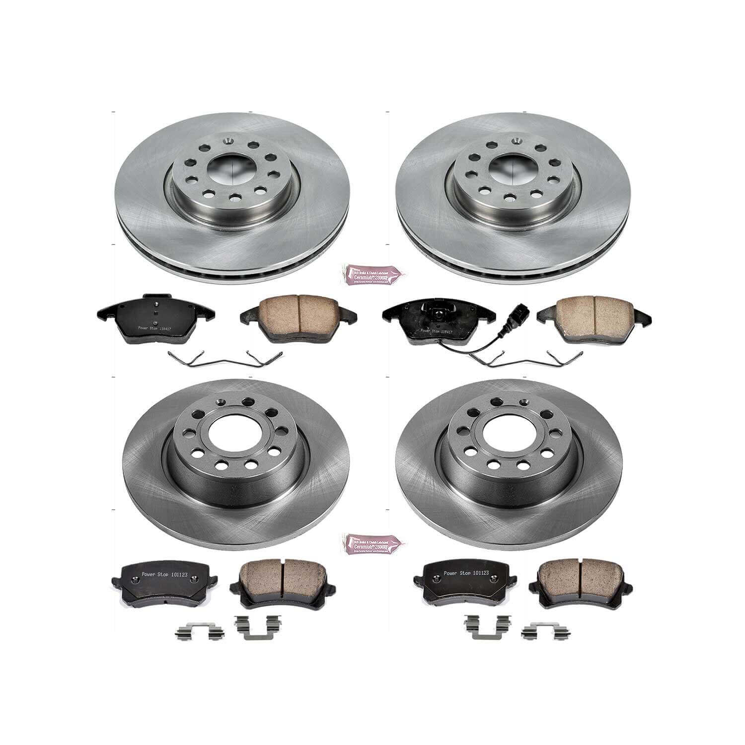 Power Stop KOE7836 Autospecialty 1-Click Daily Driver Plain Rotor Front And Rear Brake Kit for 2009-2017 Volkswagen Cc product image