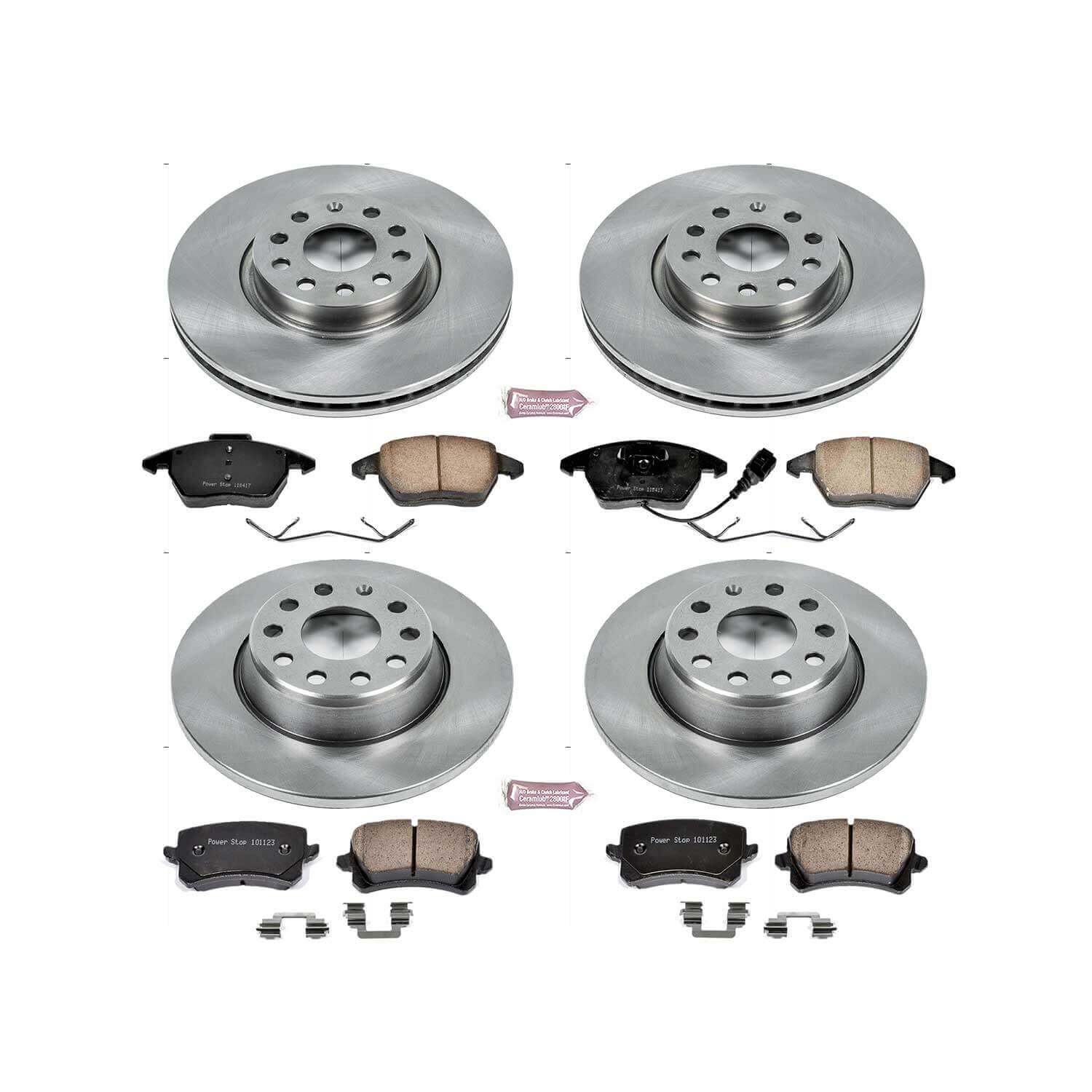 Power Stop KOE7838 Autospecialty 1-Click Daily Driver Plain Rotor Front And Rear Brake Kit for 2009 Volkswagen Passat product image