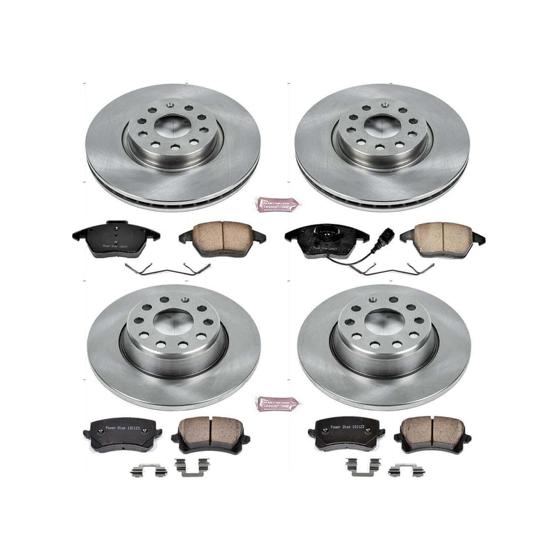 Power Stop KOE7838 Autospecialty 1-Click Daily Driver Plain Rotor Front And Rear Brake Kit for 2009 Volkswagen Passat product image
