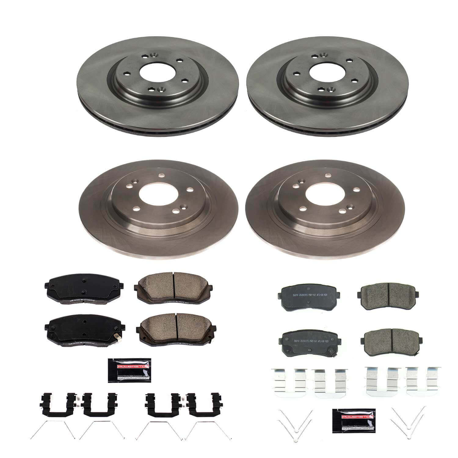 Power Stop KOE8286 Front And Rear Autospecialty 1-Click OE Replacement Pad And Rotor Kit for 2018 Hyundai Kona Limited, SE, SEL, Ultimate All Wheel Drive product image