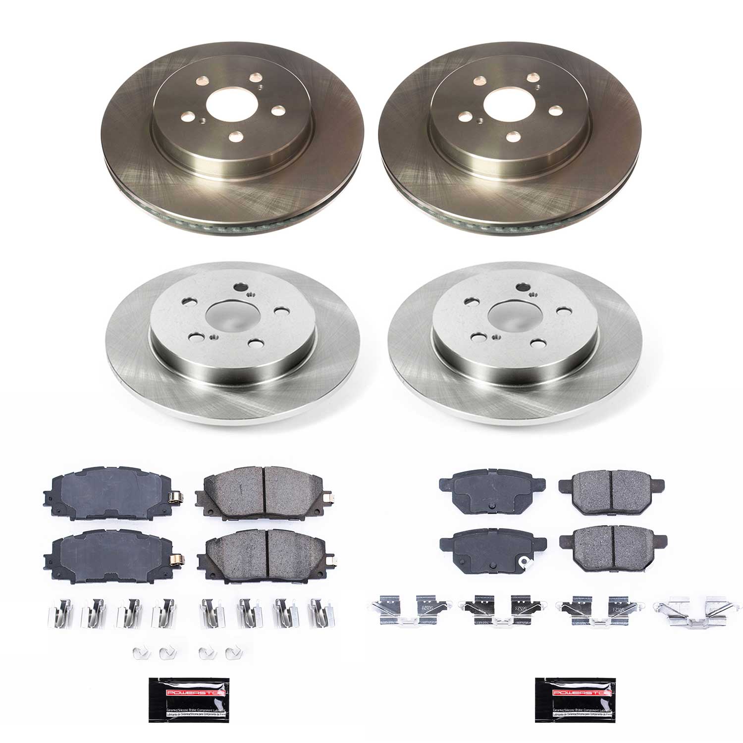 Power Stop KOE8634 Front And Rear Autospecialty 1-Click OE Replacement Pad And Rotor Kit for 2020-2022 Toyota Prius Prime product image