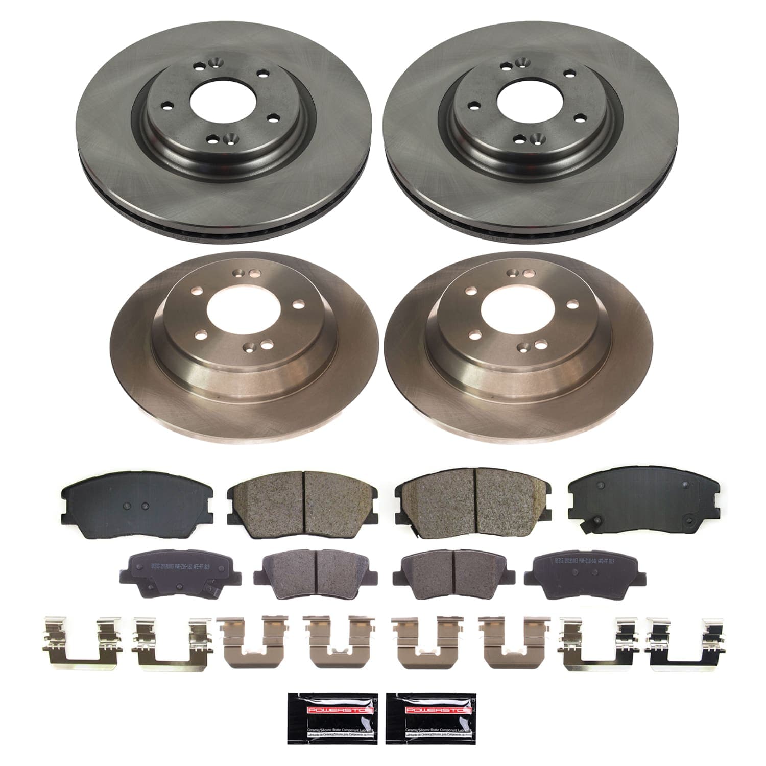 Power Stop KOE8695 - Front And Rear Z17 Evolution Pad And Autospecialty 1-Click OE Replacement Rotor Kit vehicle fitment brake part