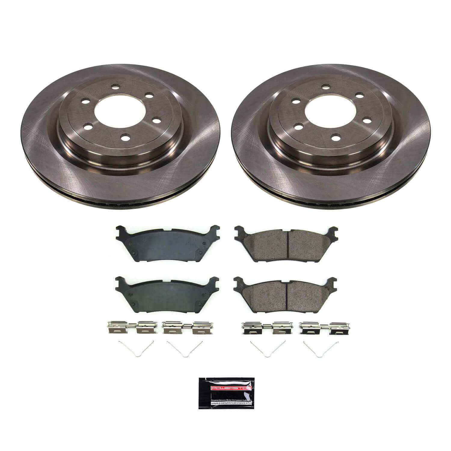 Power Stop KOE8765 Rear Autospecialty 1-Click OE Replacement Pad And Rotor Kit for 2021-2023 Ford F-150 King Ranch, Lariat, Limited, Platinum, Police Responder, Raptor, Ssv, Tremor, XL, XLT product image