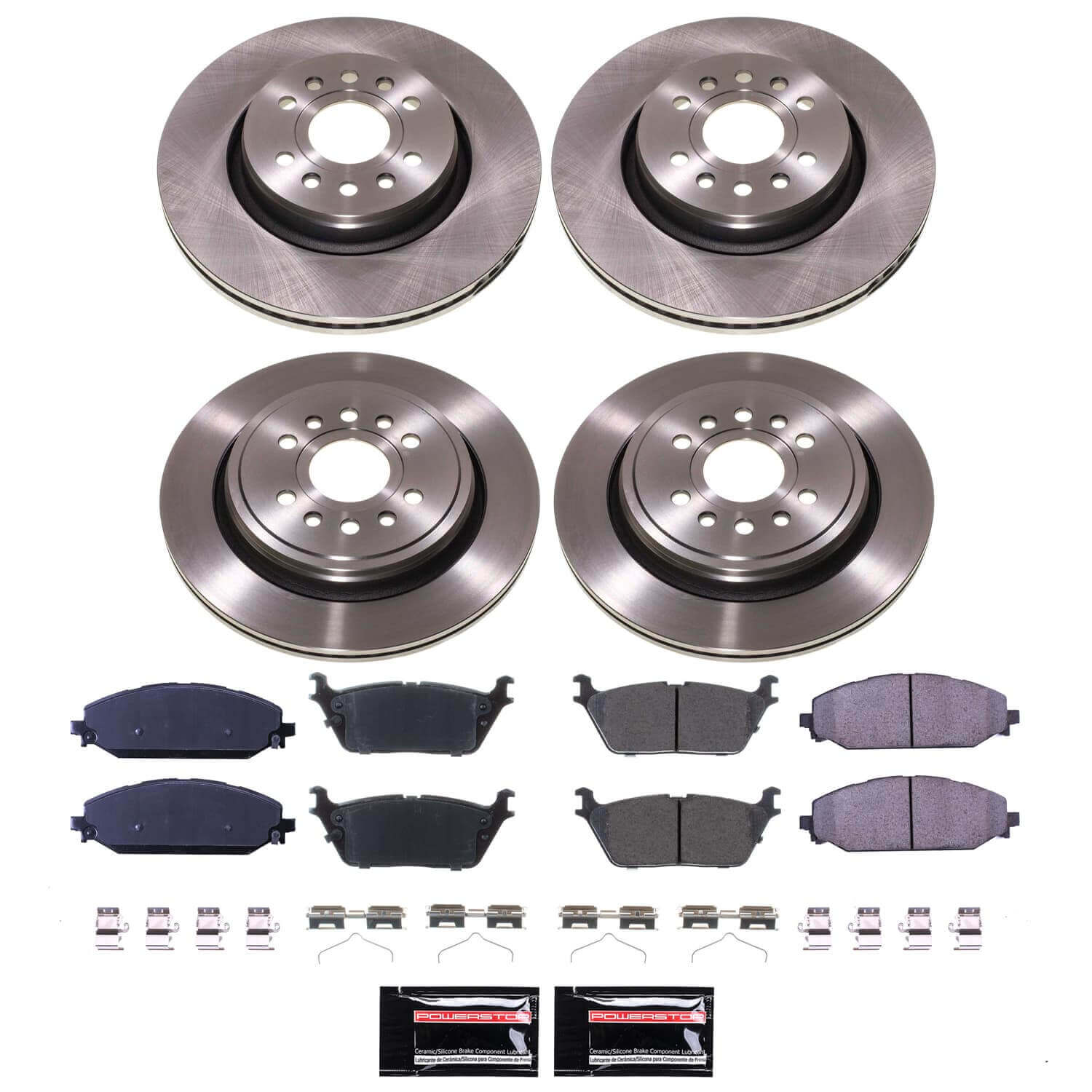 Power Stop KOE8902 - Front And Rear Z17 Evolution Pad And Autospecialty 1-Click OE Replacement Rotor Kit vehicle fitment brake part