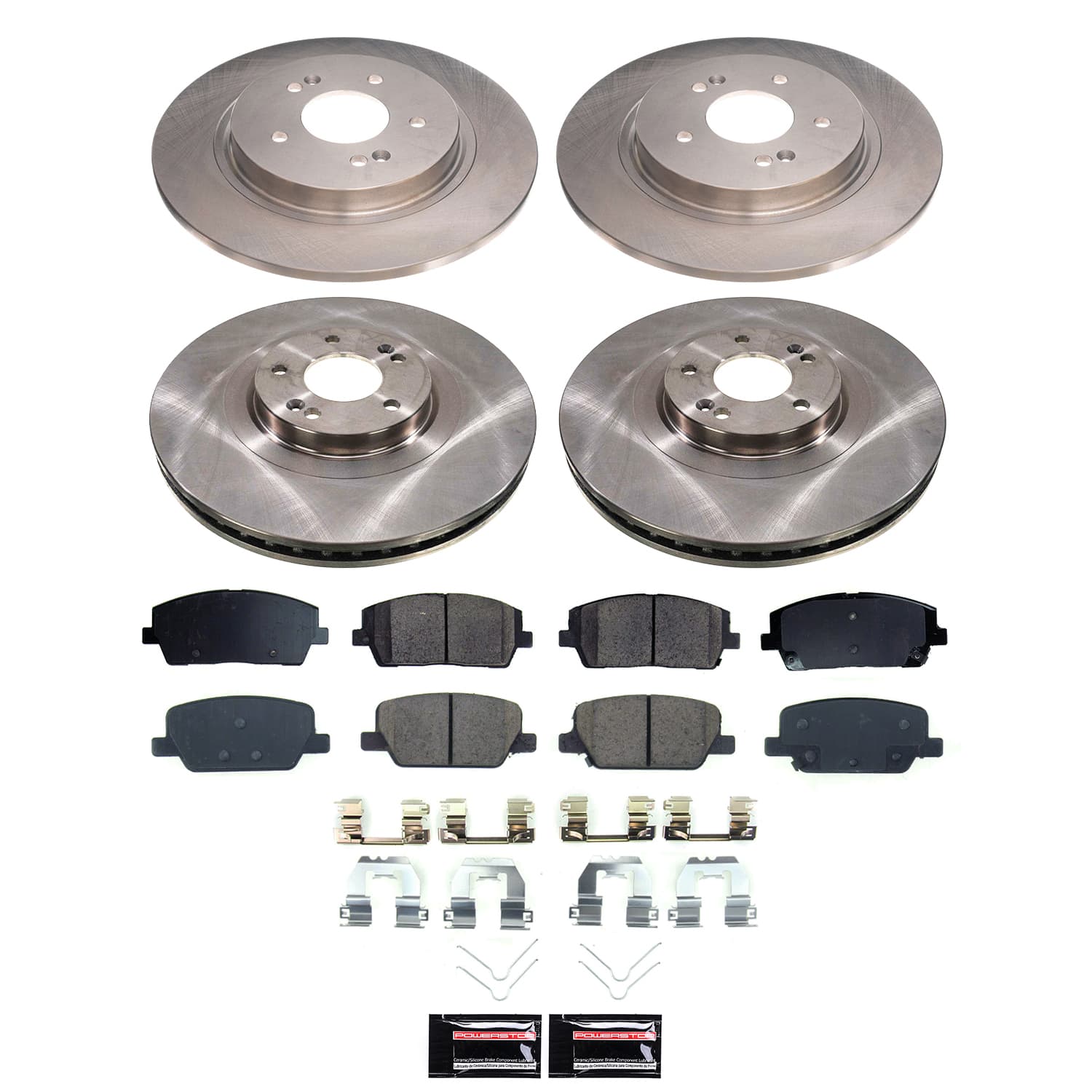 Power Stop KOE8918 - Front And Rear Z17 Evolution Pad And Autospecialty 1-Click OE Replacement Rotor Kit vehicle fitment brake part