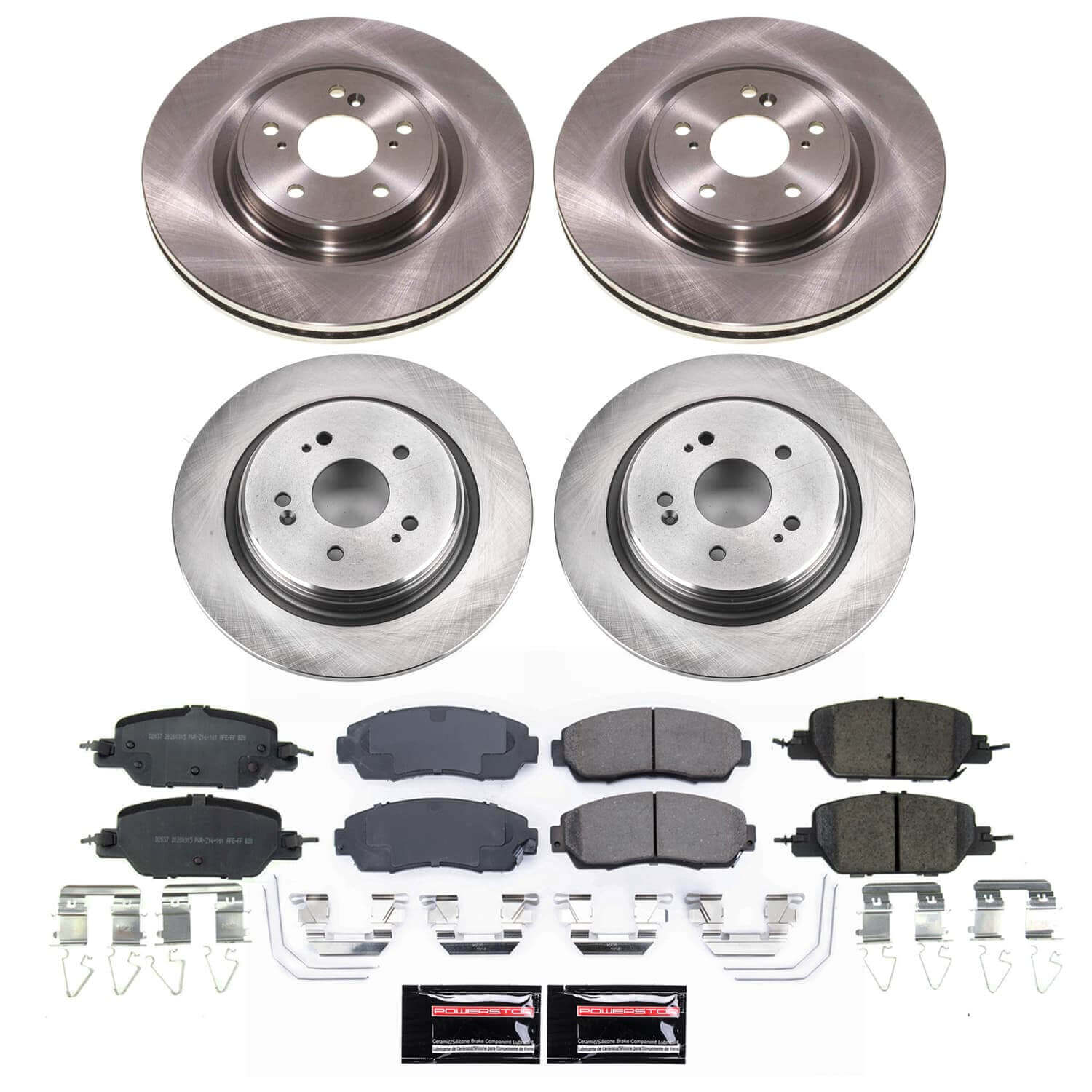 Power Stop KOE8942 - Front And Rear Z17 Evolution Pad And Autospecialty 1-Click OE Replacement Rotor Kit vehicle fitment brake part