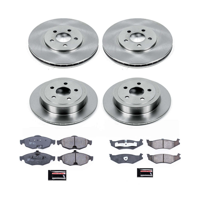 Power Stop KOE8969 Front And Rear Autospecialty 1-Click OE Replacement Pad And Rotor Kit for 2001-2002 Dodge Stratus Sedan (4 Door) product image