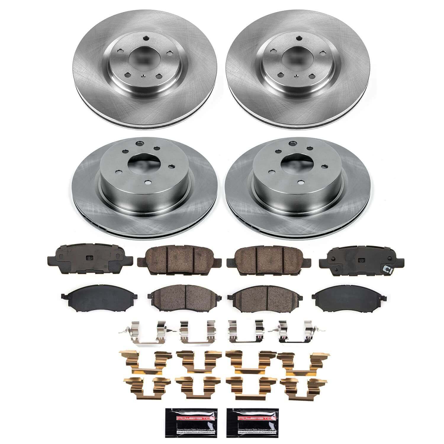 Power Stop KOE9065 - Front And Rear Z17 Evolution Pad And Autospecialty 1-Click OE Replacement Rotor Kit vehicle fitment brake part