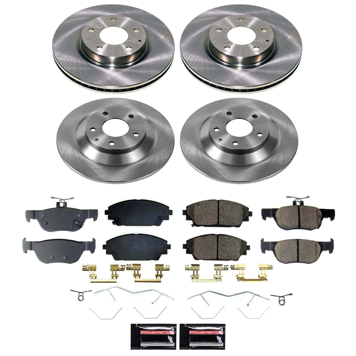 Power Stop KOE9137 - Front And Rear Z17 Evolution Pad And Autospecialty 1-Click OE Replacement Rotor Kit vehicle fitment brake part