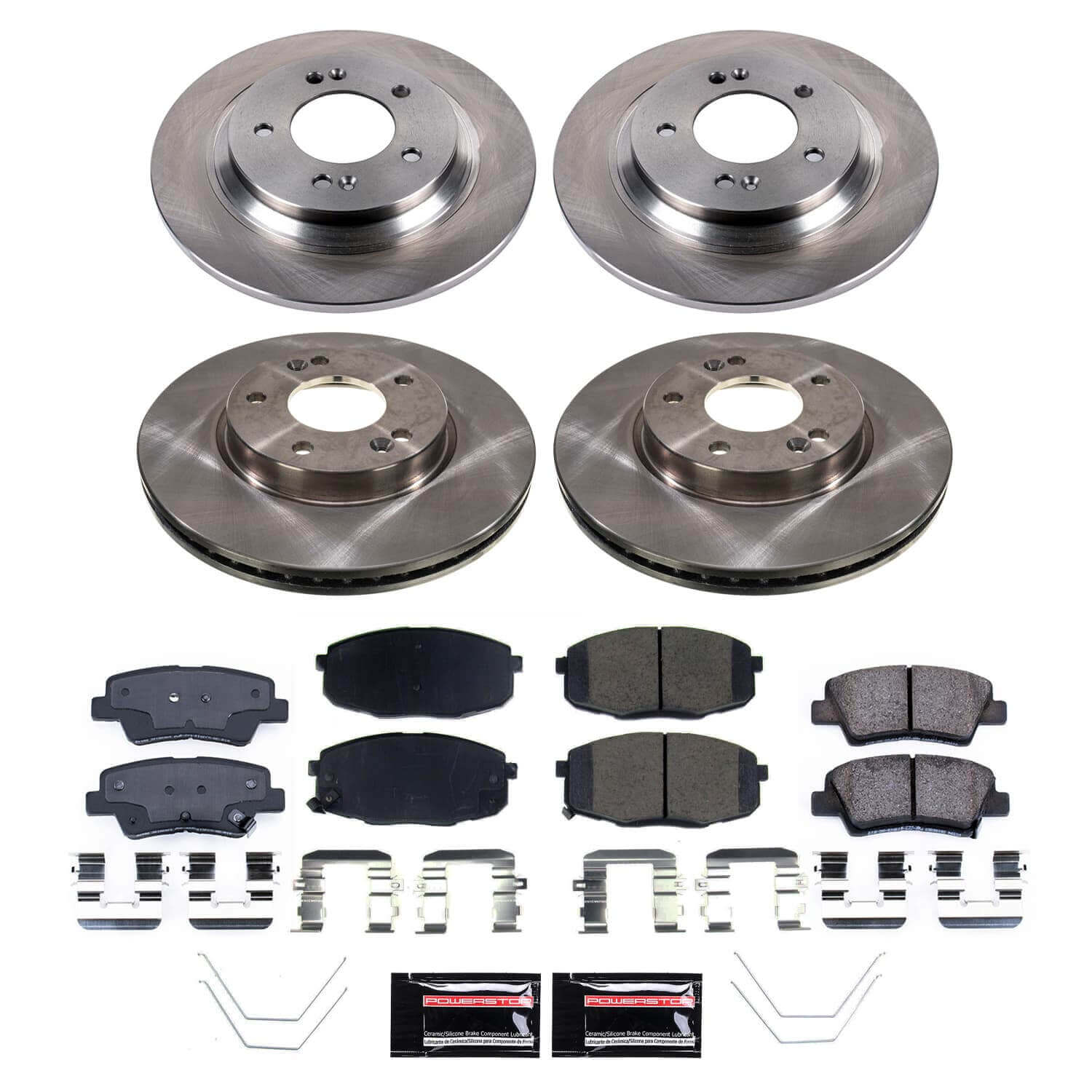 Power Stop KOE9140 - Front And Rear Z17 Evolution Pad And Autospecialty 1-Click OE Replacement Rotor Kit vehicle fitment brake part