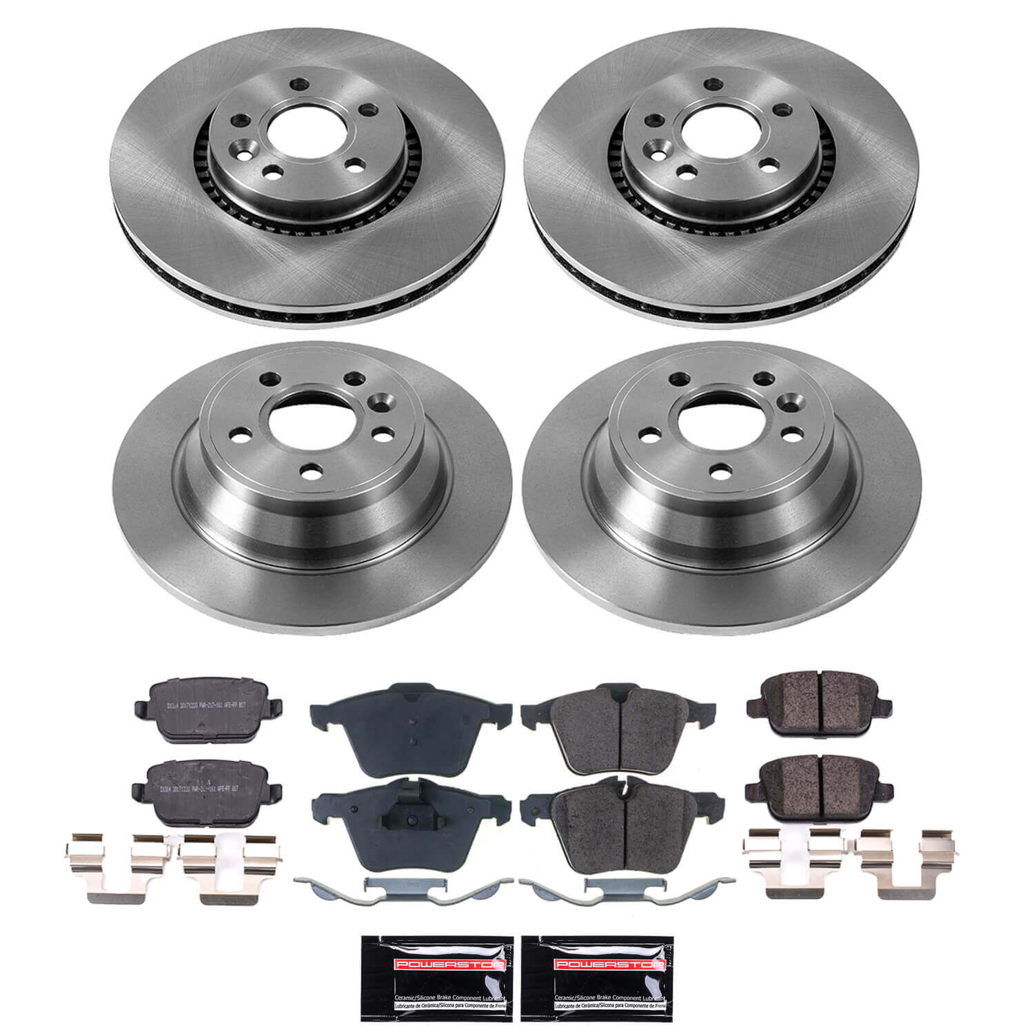 Power Stop KOE9157 - Front And Rear Z17 Evolution Pad And Autospecialty 1-Click OE Replacement Rotor Kit vehicle fitment brake part
