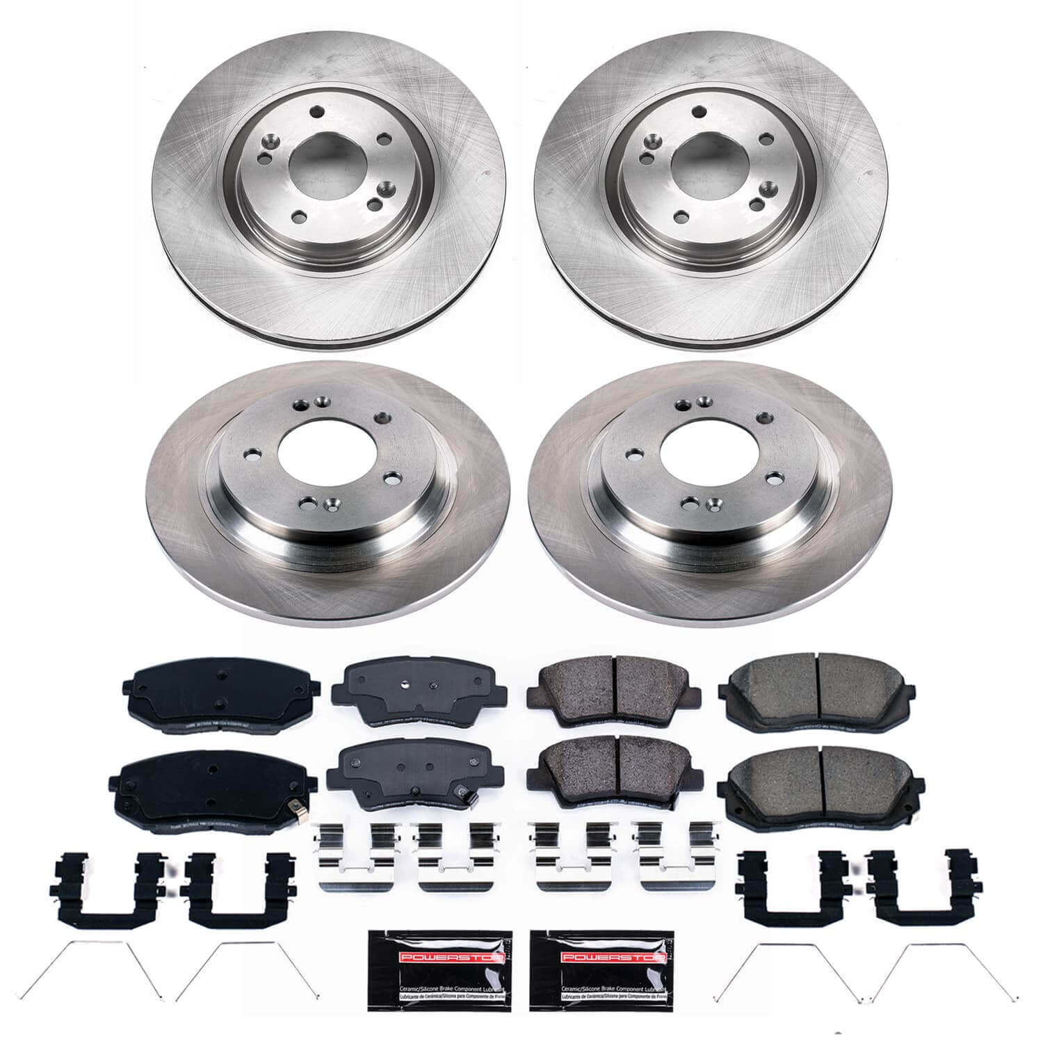 Power Stop KOE9167 - Front And Rear Z17 Evolution Pad And Autospecialty 1-Click OE Replacement Rotor Kit vehicle fitment brake part