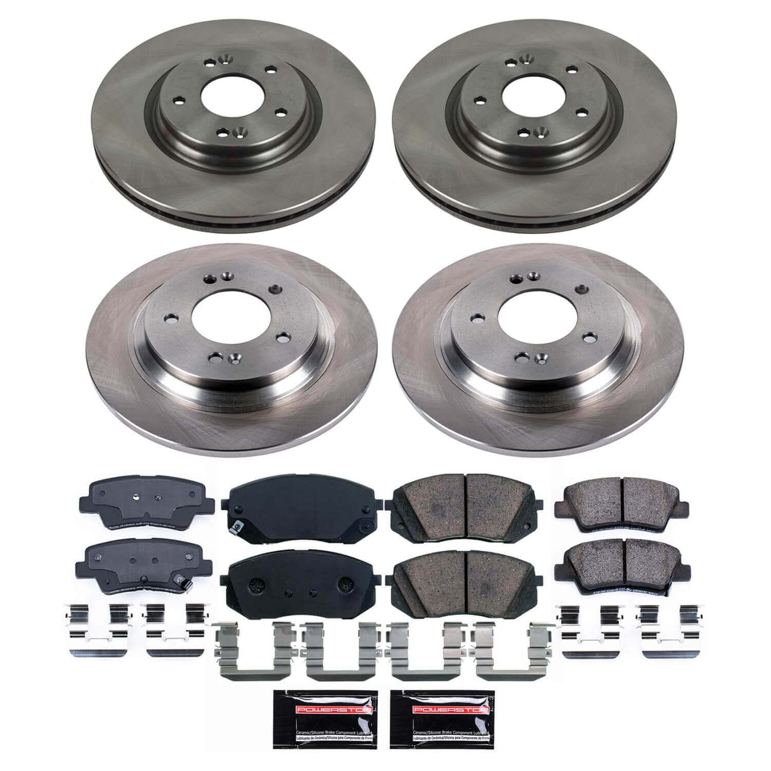 Power Stop KOE9168 - Front And Rear Z17 Evolution Pad And Autospecialty 1-Click OE Replacement Rotor Kit vehicle fitment brake part