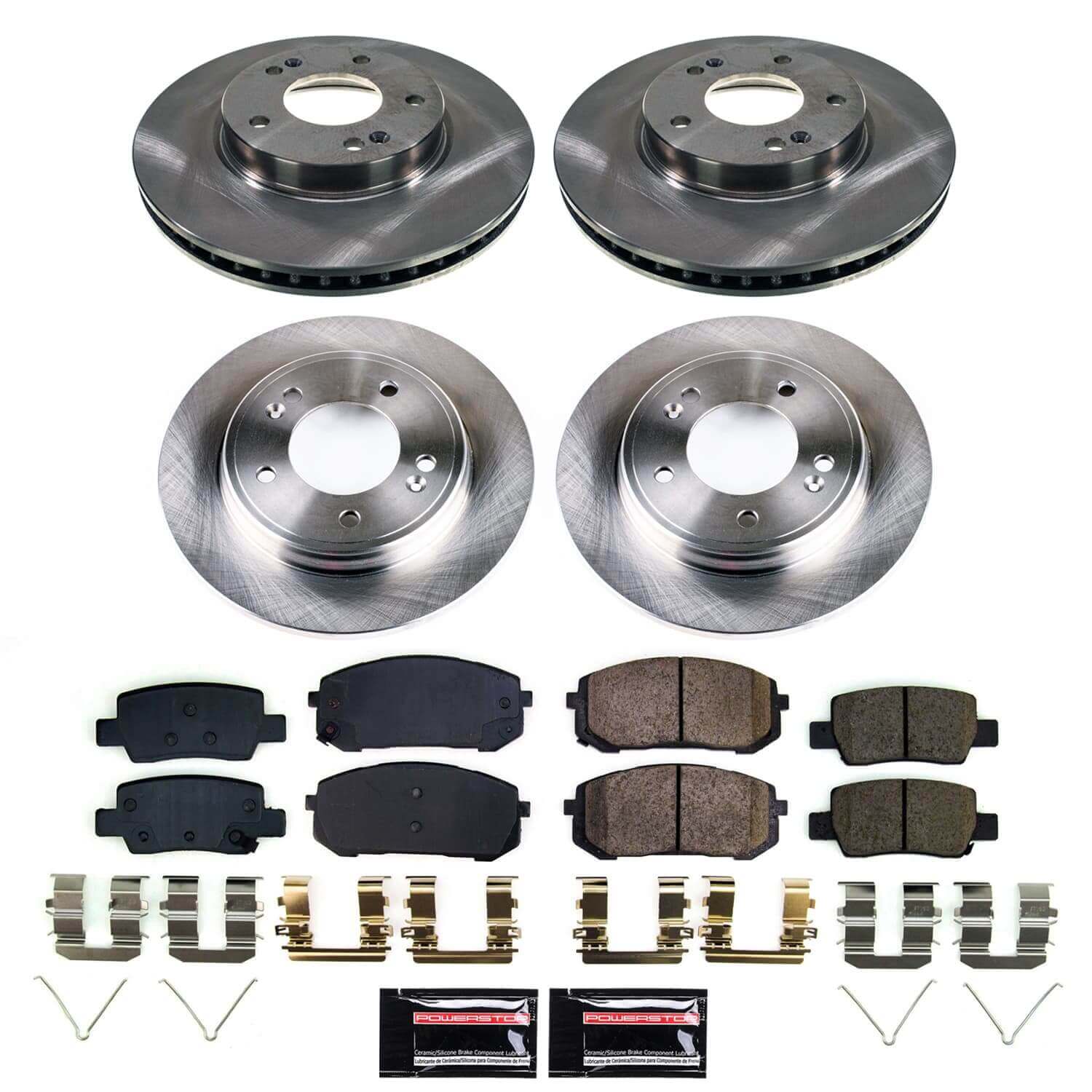 Power Stop KOE9169 - Front And Rear Z17 Evolution Pad And Autospecialty 1-Click OE Replacement Rotor Kit vehicle fitment brake part