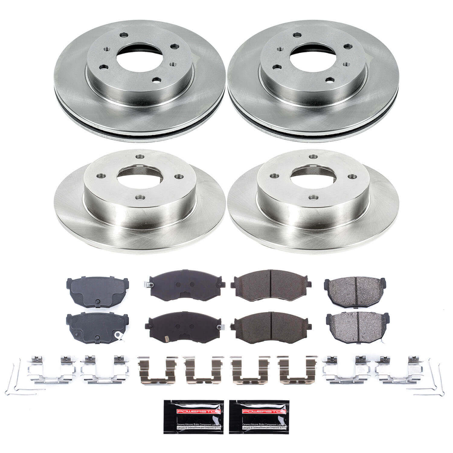 Power Stop KOE9174 - Front And Rear Z17 Evolution Pad And Autospecialty 1-Click OE Replacement Rotor Kit vehicle fitment brake part