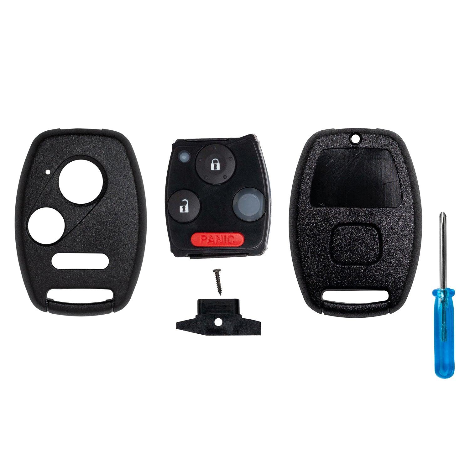 for Honda (NO CUTTING) Key Fob shell case cover phob fits Civic Fit CR-V Insight Odyssey CR-Z (3 Button Complete Shell)