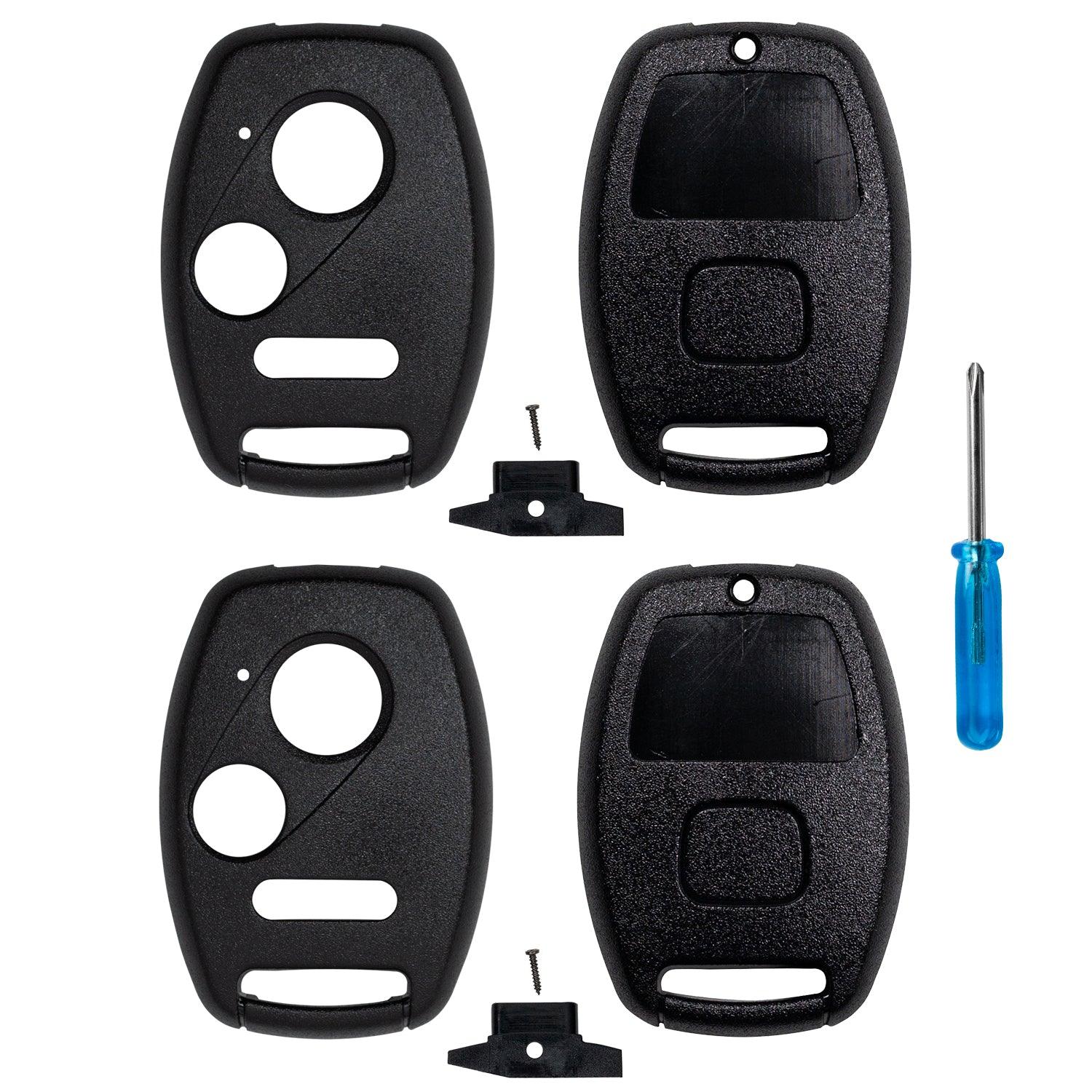 (Set of 2) Car Remote Head Key Shell Case for Honda Civic Fit CR-V Insight Odyssey Pilot Fit (No Key Cutting Required)