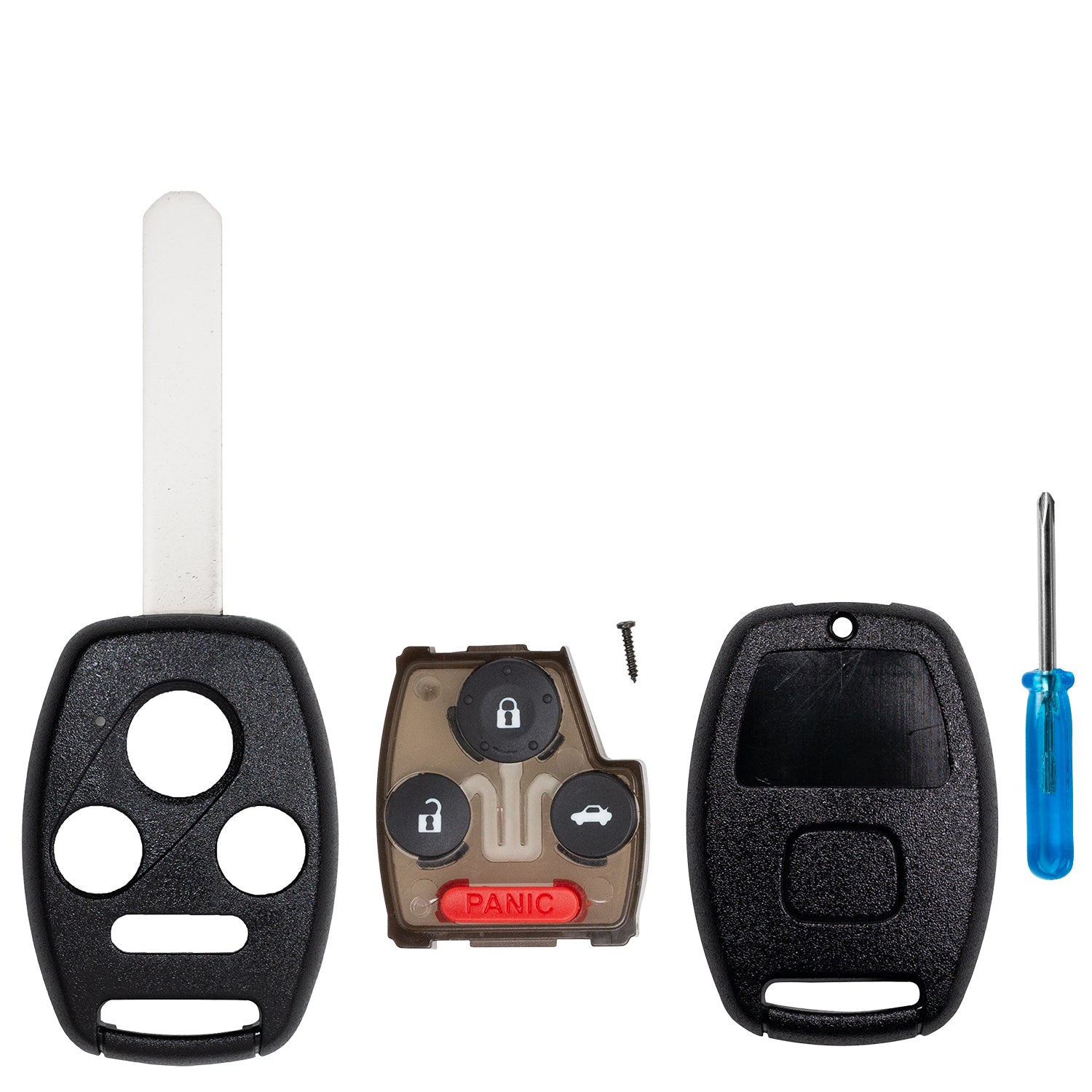 Shell Case for Remote Head Key Fob for Honda Accord Element CR-V (4 Button w/Chip & Remote Case)
