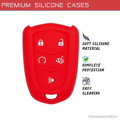 Red 5 Btn Silicone Car Key case for Cadillac Escalade HYQ2AB 13580812 13598511