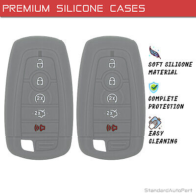 Silicone Key Cover for Ford Fusion Edge Mustang Expedition 2017-2021 M3N-A2C93142600 164-R8149 (5 Button - Double Grey)
