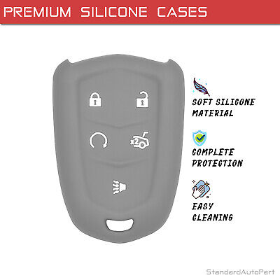 Grey 5 Btn Silicone Car Key case for Cadillac Escalade HYQ2AB 13580812 13598511