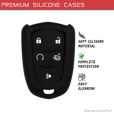 Black 5 Btn Silicone Car Key case for Cadillac Escalade HYQ2AB 13580812 13598511