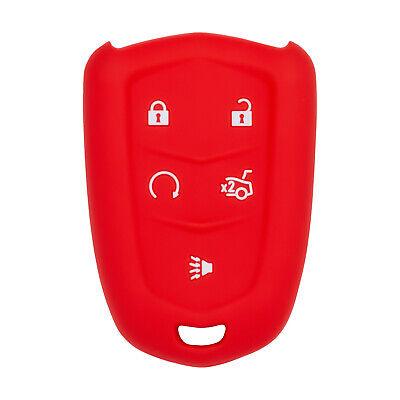 Silicone Key Cover for Cadillac Escalade 2014-2019 HYQ2AB 13580812 (Red - 5 Button)