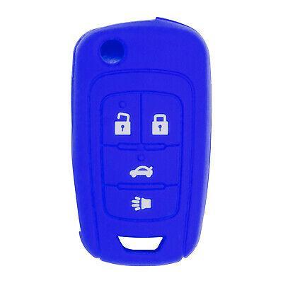 Silicone Key Cover for Chevy Cruze Equinox Impala Malibu Sonic Allure Lacrosse Regal Verano Encore Terrain OHT01060512 13504200 (4 Button - Blue)