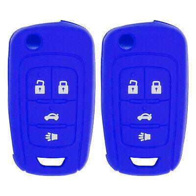 Silicone Key Cover for Chevy Cruze Equinox Impala Malibu Sonic Allure Lacrosse Regal Verano Encore Terrain OHT01060512 13504200 (4 Button - Double Blue)