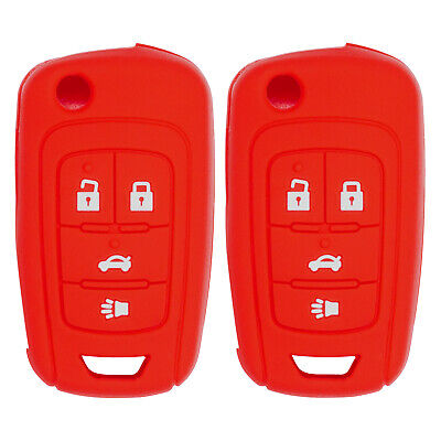 Silicone Key Cover for Chevy Cruze Equinox Impala Malibu Sonic Allure Lacrosse Regal Verano Encore Terrain OHT01060512 13504200 (4 Button - Double Red)