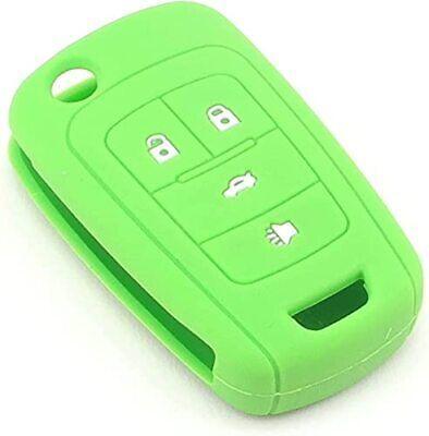 Silicone Key Cover for Cruze Equinox Impala Malibu Sonic Terrain Lacrosse Regal Verano Encore Allure OHT01060512 13504200 (4 Button - Green)