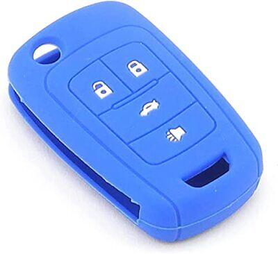 Silicone Key Cover for Cruze Equinox Impala Malibu Sonic Terrain Lacrosse Regal Verano Encore Allure P409MK74946931 5921873 (Blue - 4 Button)