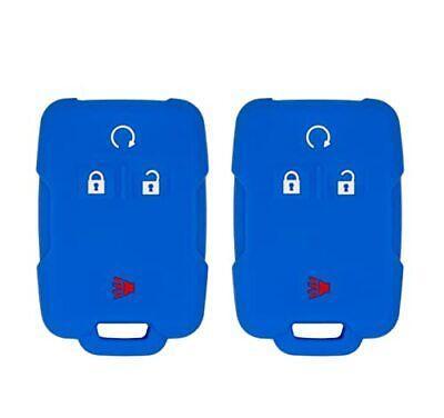 Silicone Key Cover for GMC Sierra Canyon Silverado Colorado 2014-2021 M3N-32337100 22859397 (4 Button - Double Blue)