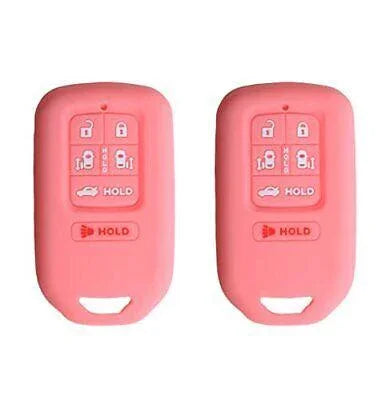 Silicone Key Cover for Honda Odyssey 2014-2017 KR5V1X 72147TK8A51 (Double Pink - 6 Button)