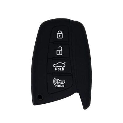 Silicone Key Cover for Hyundai Azera Equus Santa Fe 2013-2019 SY5DMFNA433 95440B1210 (Black - 4 Button)