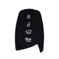 Silicone Key Cover for Hyundai Azera Equus Santa Fe 2013-2019 SY5DMFNA433 95440B1210 (Black - 4 Button)