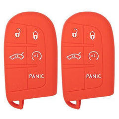 Silicone Key Cover for Jeep Grand Cherokee Compass Journey Durango 2011-2021 M3N40821302 68066350AG (Double Red - 5 Button)
